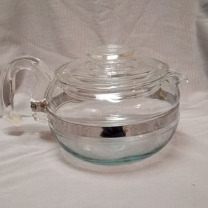 Vintage Pyrex Flameware Glass Handle 6cup Tea Pot